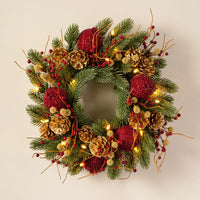 Corona de abeto blanco de Vermont, rojo y dorado