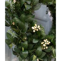 Corona exterior de ciprés de bayas blancas